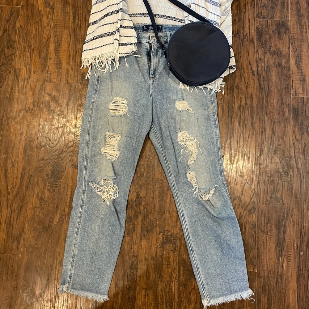 Hollister distressed mom jeans